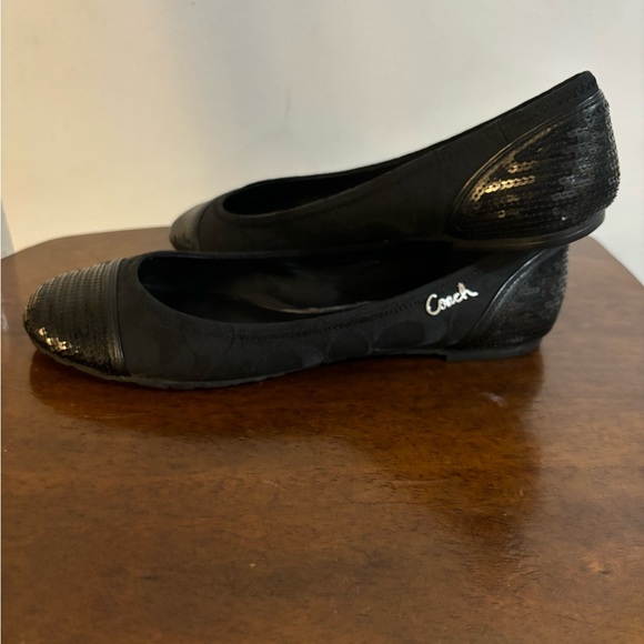 Coach Black Sequins Round Toe Ballet Flats Black Size 7 NEW NWT - Picture 4 of 11